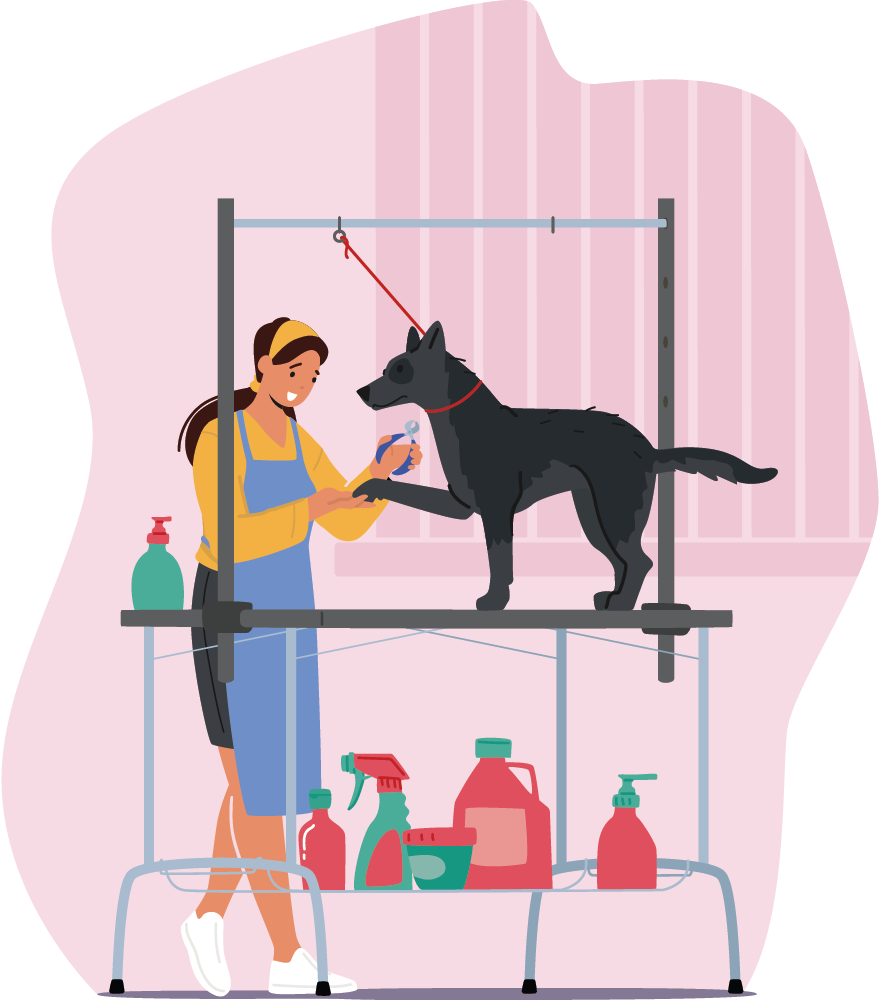 Dog receiving nail trimming and spa add-on treatments